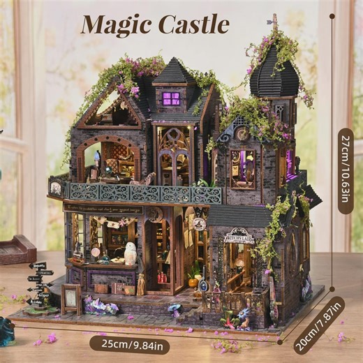 Book Nook DIY Kit Harry Potter Wizard Academy Magic Castle Diorama Bookshelf Insert LED - Etsy