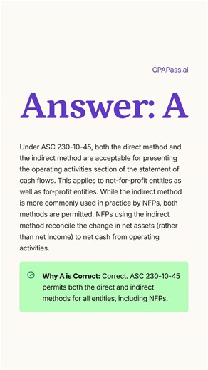 FAR: NFP Statement of Cash Flows — Direct vs Indirect Method