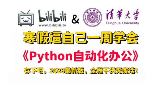【2026最新】打工人必备！这绝对是B站最全最细的Python自动化办公零基础全套教程，寒假逼自己一周学会，Excle/Word/PPT一键搞定，从此告别加班！