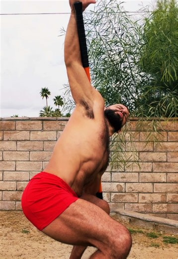 STICK SIDE BEND TO SQUAT: Stretch & Strengthen Obliques QL & Ease Back Pain #PalmSprings #FitOver40 #Mobility #BackPain #Stretching