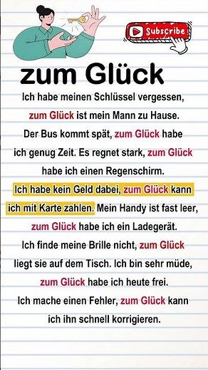 Deutsch lernen mit „zum Glück“ im Alltag | A1–B1