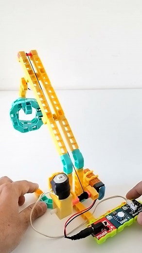 Sensor Controlled Lifting Crane Mechanism using WitBricks and WitBlox.