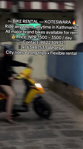 🏍️ BIKE RENTAL — KOTESWARA 🔥 Ride anywhere, anytime in Kathmandu All major brand bikes available for rent 💰 Price: NPR 1500 – 3500 / day 📞 Contact: 9822309321 📱9763487533 Whatsup City rides • Long trips • Flexible rental #cheap #price #treanding #fry #ktm