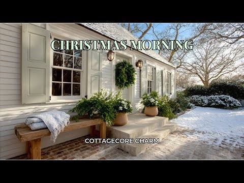 Christmas Morning Cottagecore Tour | Quilted Throws, Wreaths & Vintage Pieces