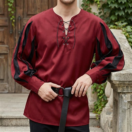 Lace up Medieval Tunic Shirt – Renaissance Viking Costume Top - Etsy