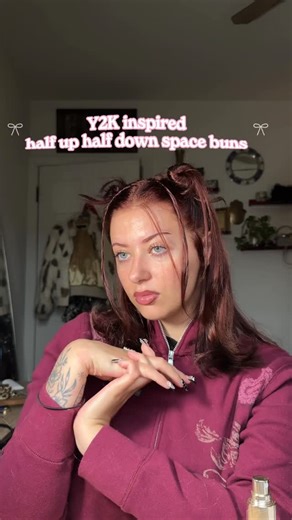 Gabby McKenzi | Y2K inspired half up half down space buns