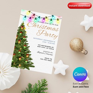 Holiday Party Invitation Template (editable Christmas Card, Printable) - Etsy