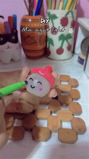 DIY Cute Night Light 🌙 | Using Mini Ball + LED #diy #aestheticroomdecor #nightlight #craft #viral