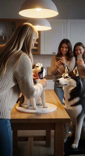 Husky Watches a Husky Cake Get Cut… and Reacts with Pure Curiosity #HuskyLove #CutePets #DogVideos