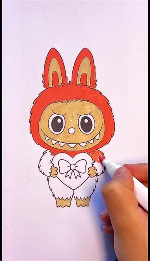 Coloring Labubu 😍😍🧡🧡 #coloring #art #labubu