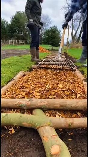 Rustic Log Walkway: Wood Chip Path DIY 🪵 #GardenDesign #Landscaping #DIY #HomeImprovement #Pathway #Timelapse #Satisfying #OutdoorLiving #RusticPath #WoodChipPath #LogWalkway #GardenPath #NaturalBuilding #Hardscaping #GardenMakeover #EcoFriendly | 25 Seconds Craft