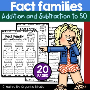 Fact Families: Addition and Subtraction Within 50 Worksheets