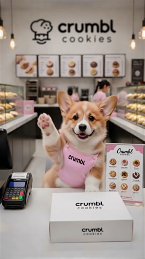 Cutie the Corgi | first time working at crumbl cookies! i loved the atmosphere and the smell 🍪 @crumbl @crumbl.ca #corgi #puppy #cutedog #cutie... | Instagram