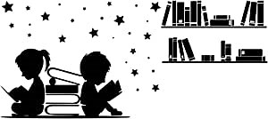 Reading Book Removable Vinyl Wall Decal Stickers Library School Classroom Home Study Room Bookshop Art Décor Sticker