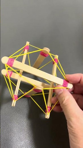 アイスの棒とゴムだけで面白いものを作ってみた テンセグリティ #脳セラピー