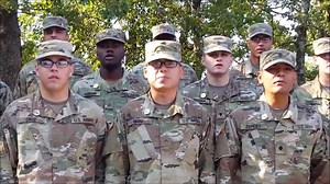 AIT Soldiers sing the Army song during a Chemical Corps Regimental Induction Ceremony with 84th Chemical Battalion. | U.S. Army Fort Leonard Wood