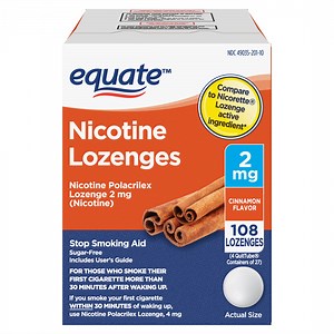 Equate Nicotine Lozenge 2 mg, Stop Smoking Aid, Cinnamon Flavor, 108 Count