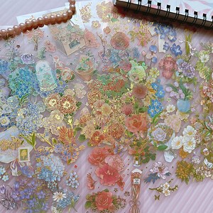 Gold Foil Flower Stickers: 3D PET Scrapbook Stickers - Etsy