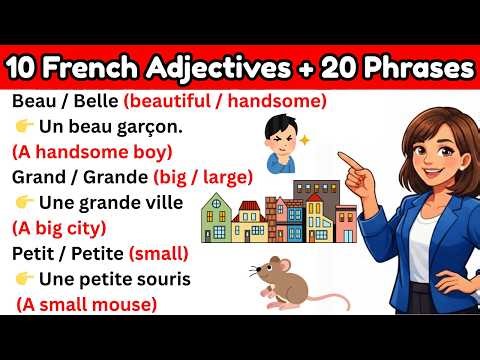 🔥🇫🇷Learn 20 French Phrases + 20 French Adjectives + 40 French Words in Mins ! French for Beginners