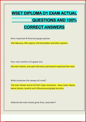 Wset Diploma D1 Exam Actual Questions And 100 Correct Answer video