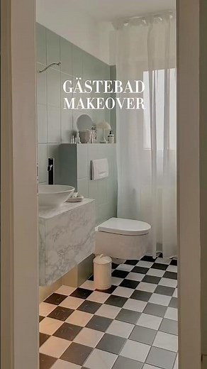 Guest bathroom makeover with paint & tile stickers ✨