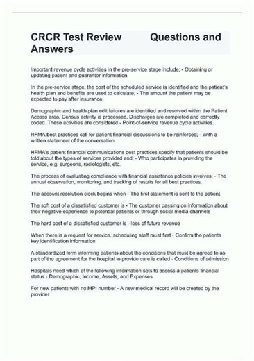 Latest CRCR Test Review Questions and Answers video