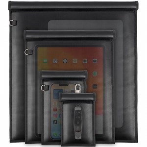 Faraday Bags EMP Proof,4 Pack Faraday Key Fob Protector for Car Keys & Phones & Tablets,Anti Tracking Car Key Signal Blocker, Fireproof & Waterproof Faraday Pouch RFID Bags Case