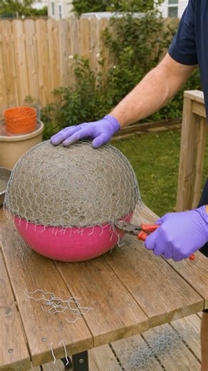 Don't Throw Your Yoga Ball! 🪺 DIY Giant Stone Bird Bath #shorts