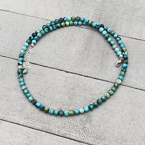 Multi-color Turquoise Necklace – Blue Green Turquoise Beads With Sterling Silver Extender, 16–18 Inch Strand - Etsy