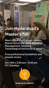 Join the free QS Master's Fair in Hyderabad on December 13. Network with top 100 universities from around the world, such as Nanyang Technological University, University College London, Schulich School of Business. 🔎 Find your perfect course. Register now! | QS Top Universities India