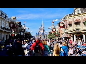 Magic Kingdom 2023 Afternoon Walkthrough w/ Christmas Decorations in 4K | Walt Disney World Florida