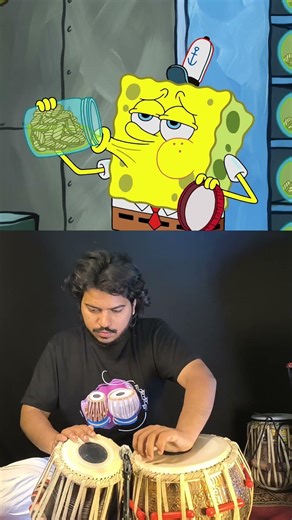 SpongeBob Making Krabby Patty 🍔🥁 | Funny Cartoon Tabla Cover | Tabla Worl #tablaworld#shorts