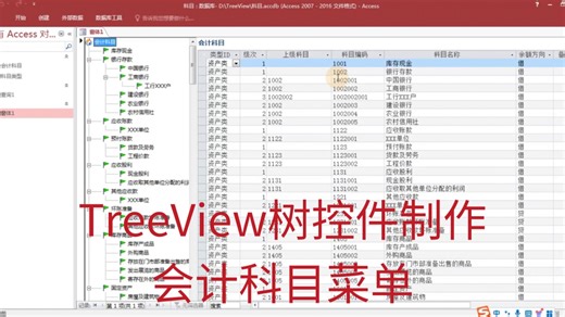 Access基础教程：树控件TreeView制作会计科目菜单，Access VBA教程