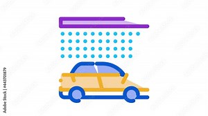 continuous car wash Icon Animation. color continuous car wash animated icon on white background