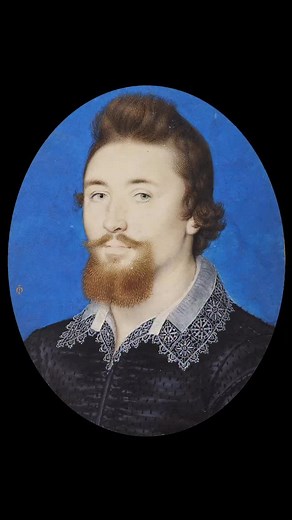This portrait exemplifies Isaac Oliver’s exacting technique, visible in the finely separated hairs of the sitter’s beard, moustache and brows, and in the precise rendering of the lace-edged white collar and black doublet. Listen to Tudor art historian @Elizabeth.Goldring to find out more. Isaac Oliver (c. 1565-1617) A man, probably a follower of Elizabeth I’s favourite, Robert Devereux, 2nd Earl of Essex, c.1595-1600 Watercolour on vellum laid down on card; signed (lower left) with the artist’s 