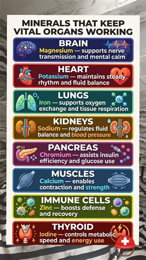 MINERALS AND THE ORGANS THEY ASSIST