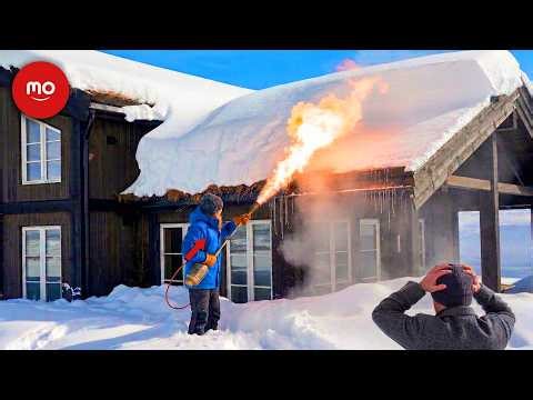Idiot Snow Removal: Massive Roof Avalanche | Extreme Dangerous Plow Truck Fails #16