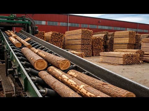 How Pine Logs Are Turned into Pallet Boards | Sawmill Factory Tour