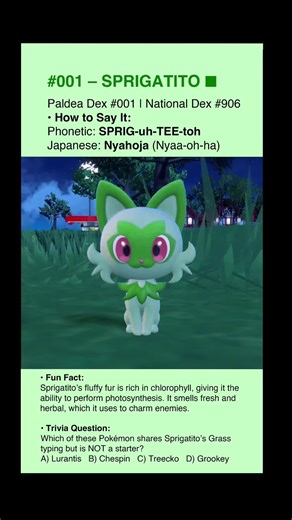 Sprigatito Pronunciation and Pokémon Trivia Fun