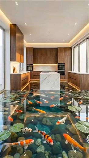 Modern Kitchen Design with 3D Koi Pond Floor | Koibliss by Sarah’s Creativity #Satisfying #Epoxy
