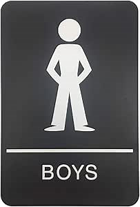 Boys ADA Compliant Restroom Sign - Includes Adhesive Tape and Instructions (Pack of 3, Black)