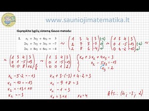 Tiesinių lygčių sprendimas Gauso metodu trikampės formos pavyzdys 2 | Tiesinių lygčių sistemos