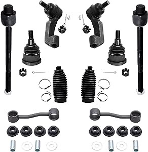 Detroit Axle - 10pc Front Suspension Kit for 2005 Jeep Liberty 2 Lower Ball Joints 2 Sway Bar Links 4 Inner & Outer Tie Rod End Links 2 Boots Replacement