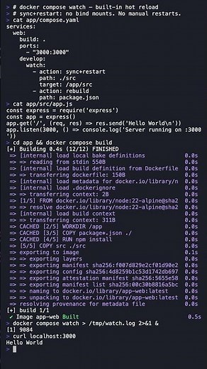 Docker Compose Watch: Hot Reload Without Bind Mounts (sync+restart)