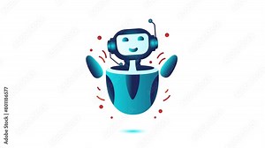 Chatbot Splash Screen animated video, Bot Celebration or Festive footage, chatterbot having fun movie , Virtual Assistant for events and festivals animation, Robot Expressing Gratitude Motion design