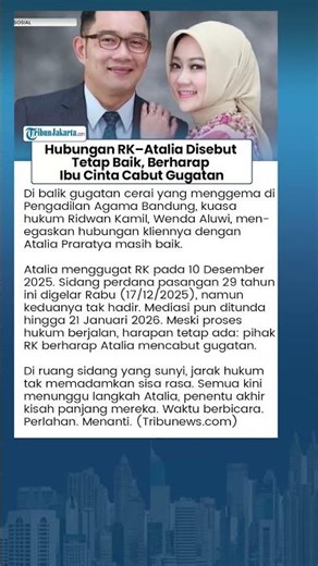 HARAPAN RIDWAN KAMIL seusai Digugat CERAI! Akui Hubungan Baik, Berharap "Bisa Balikan" dengan Atalia