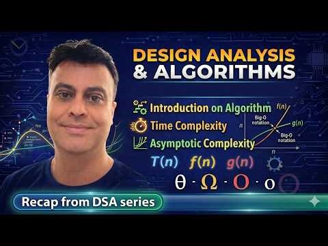 DAA Lecture 1.1: DSA RECAP-Algorithms, Time & Space Complexity, Big-O, Theta, Omega Explained