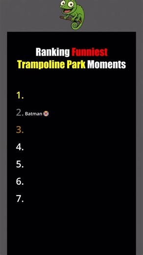 Scroll Stop 🛑 on Instagram: "This video is a fast-paced “top 7” countdown of humorous trampoline park fails and stunts, presented as a “Ranking Funniest Trampoline Park Moments” list. It features a series of short clips set to various sound effects and popular music, including a man in a Batman costume crashing through a shed roof, a child accidentally tumbling down an inflatable slide referred to as a “Fairy” moment, and a highly edited “Matrix” style backflip that takes the number one spot. T