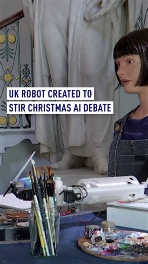2K views · 12 reactions | Meet Ai-Da, an ultra-realistic robot artist set to take part in a 200-year-old UK yuletide tradition.烙料 Why is she going to paint one of the top AI professors at the University of Oxford?‍ | CGTNEurope | Facebook