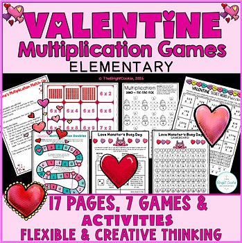 Valentines Multiplication Games & Activities Elementary- Multiples, Multi Digit